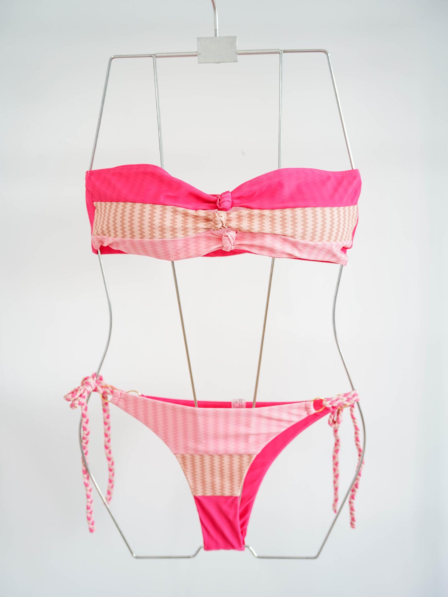 

Европейский и американский сексуальный купальник бандо без спинки с ручным плетением и чашечками Medium