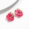 Colorful Flower Resin Acrylic Charms Earring Gold Color Circle Ear Buckle Hoop Earrings Fashion Jewelry for Women