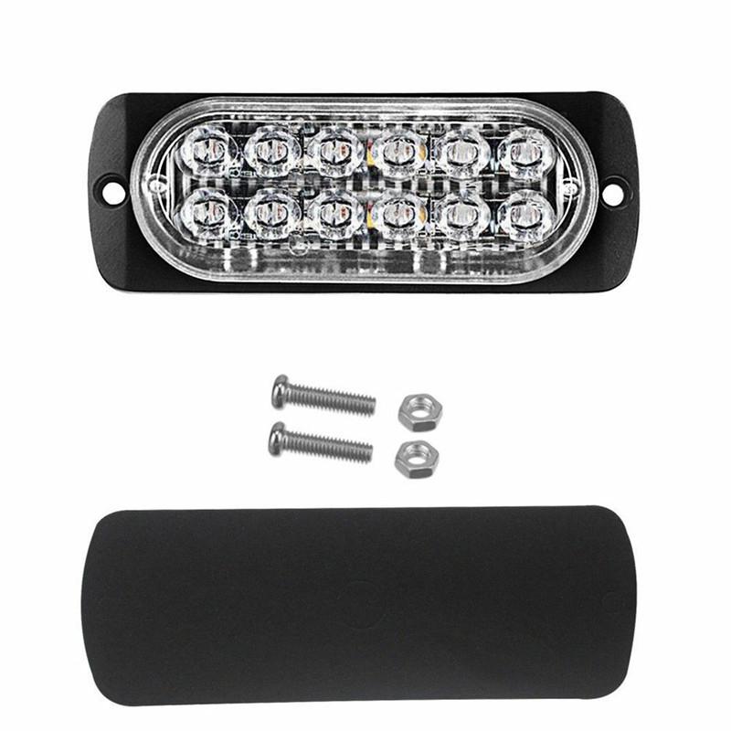 10PCS 12LED Lights Emergencies LED Car Strobe Lights Flashing Warning Light Beacon White Amber 12V 24V LED Stroboscopes For Auto