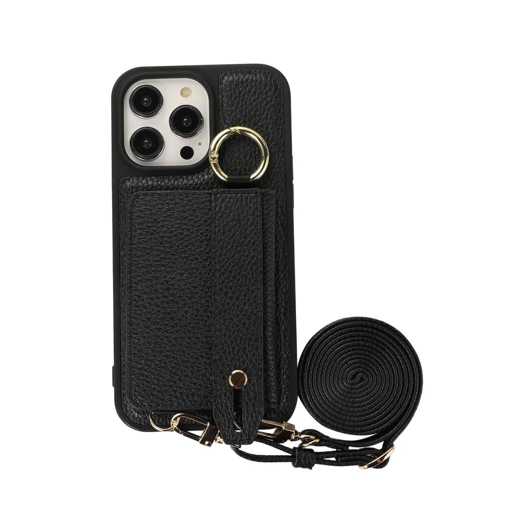 Crossbody Lanyard Phone Case for IPhone 15 14 Plus 13 12 11 Pro Max Card Holder Wallet Leather Cover with Wrist Shoulder Strap