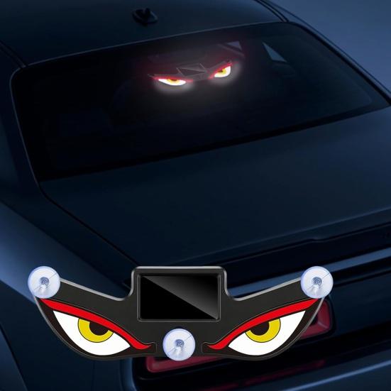 Devil Eyes Car Light Solar Powered LED Dynamic Windshield Ambient Lamp USB-C Rechargeable Vehicle Light with Vibration And Light Sensor Multiple