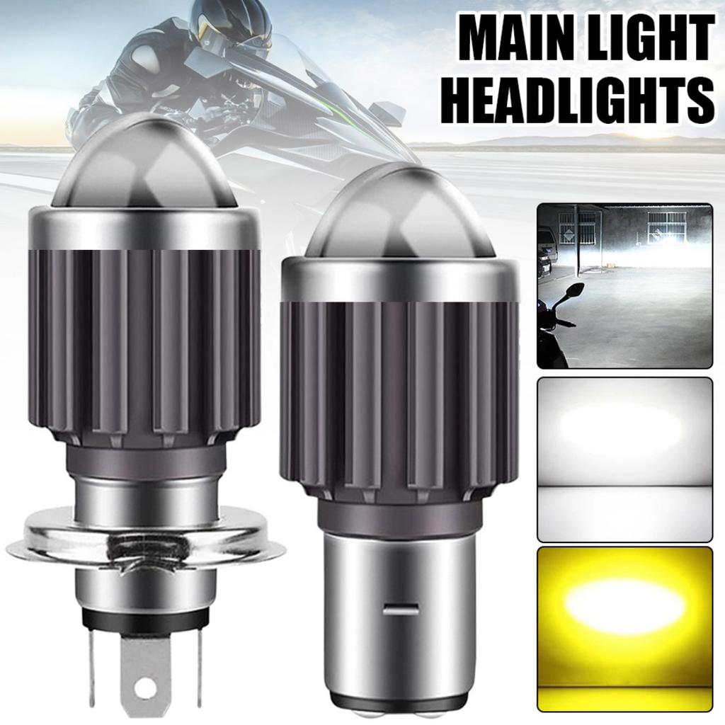 1pc H4 H6 BA20D LED Motorcycle Headlight Bulb Moto Spotlights CSP Lens White Yellow Hi Lo Lamp Scooter Accessories Fog Lights