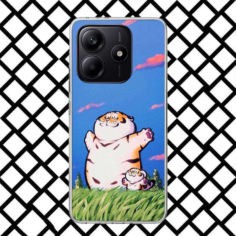 Cartoon Fat Tiger Phone Case for Xiaomi Redmi Note 15 14 14S 13 12 12S 11 Pro Plus 11E 11T 11S 10S 5G Soft Cover Fundas Redmi No