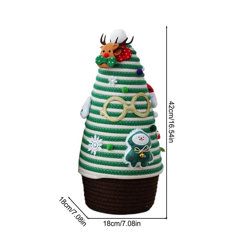Christmas Rope Basket Holiday Christmas Tree Shape Storage Box 42cm/16.5inch Holiday Storage Box Hamper Storage Bins With Lids