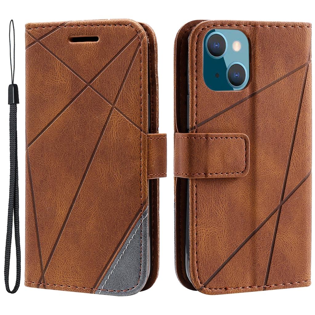 For iPhone 13 Case Splicing Leather Phone Cover with Wallet Card Slots