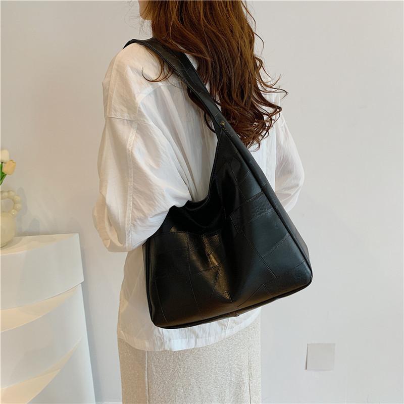 Stylish Large Capacity Korean Style Womens Shoulder Tote Bag In Black Brown Silver And Cream