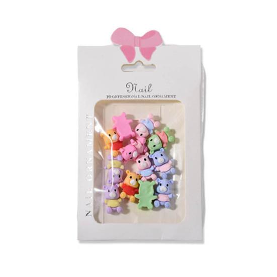 

12 шт украшения для ногтей прекрасная тонкая работа смола DIY мультфильм цветок медведь дизайн ногтей очарование G