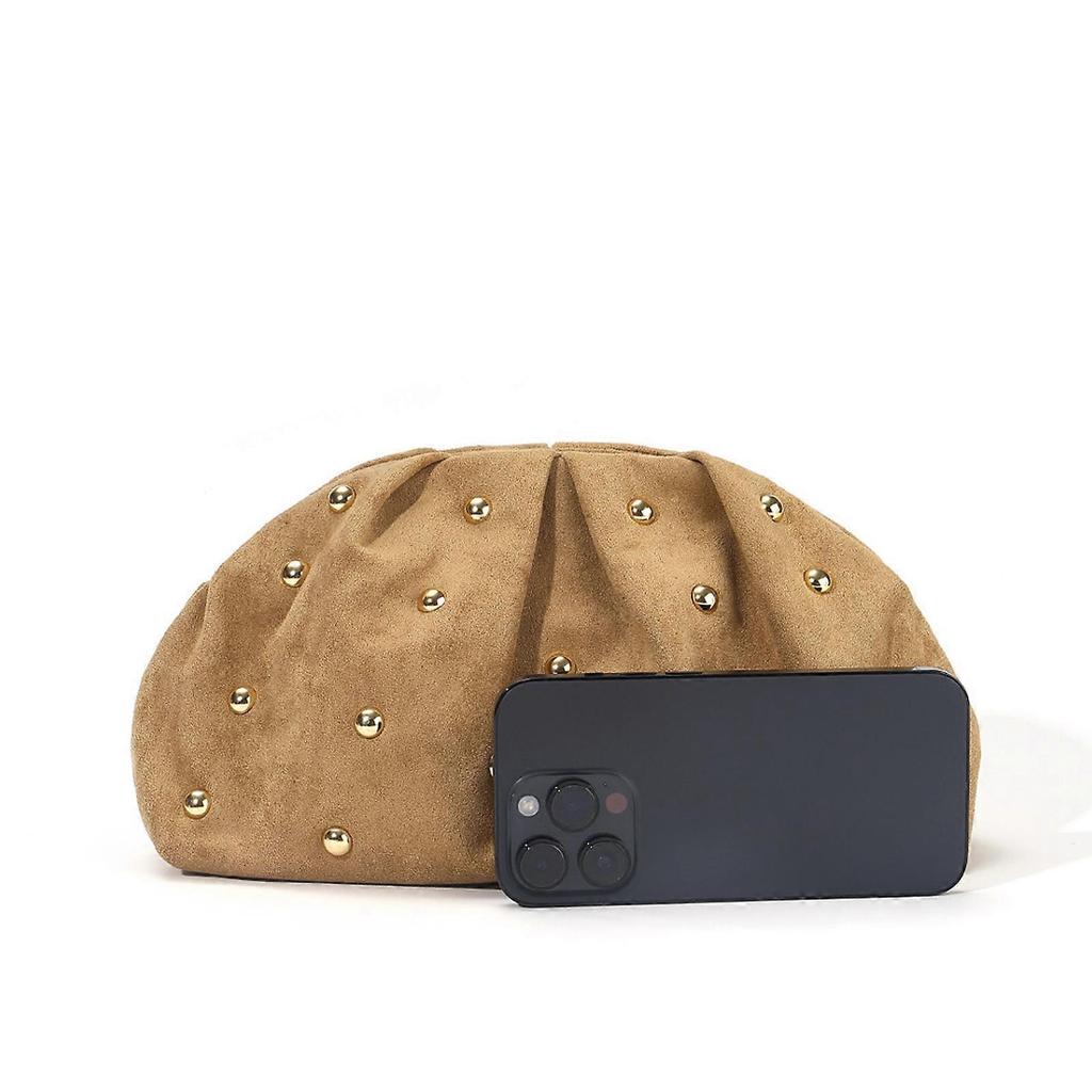 Women's Soft Cloud Bag Slouchy Clutches Ruched Purses Evening Handbag Beaded Clutches Purses for Wedding Party Prom Champagne
