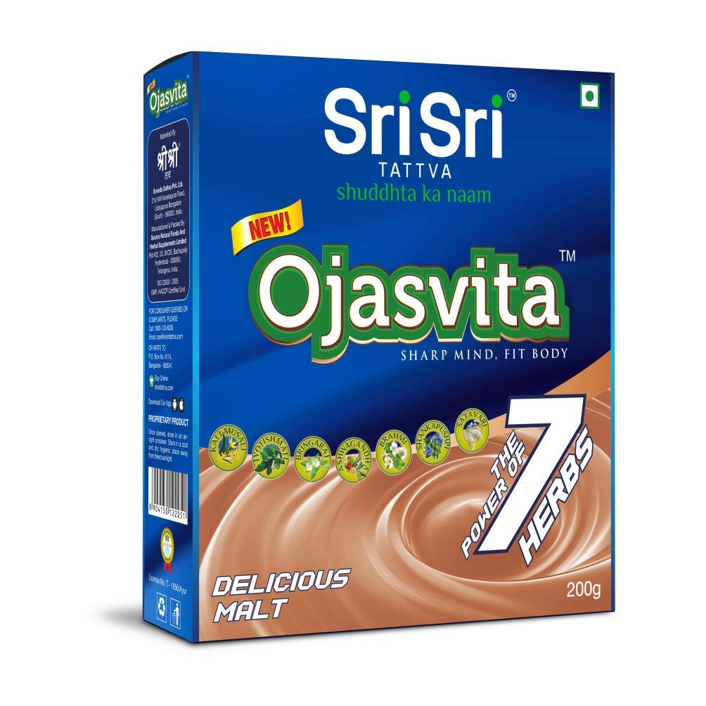 

Sri Sri Tattva Ojasvita Порошковая смесь для напитка на основе солода Для ежедневной жизненной силы, концентрации и питания 200 г Упаковка 1 шт.