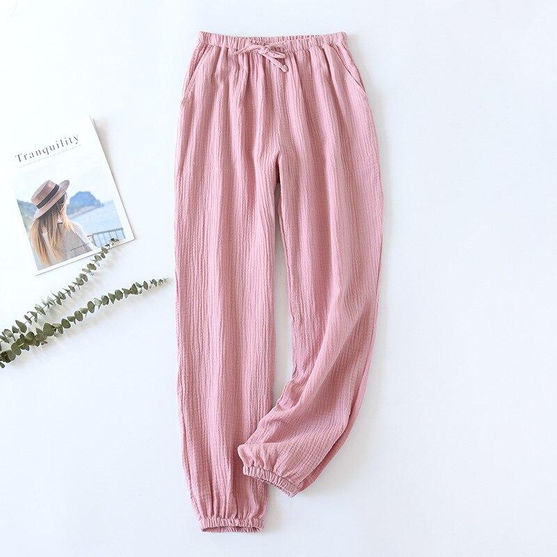 Im japanischen Stil neue Frühlings- und Sommer-Damenhosen aus 100 % Baumwoll-Kreppstoff, große farbige Krawattenhose, Freizeithose, Heimhose