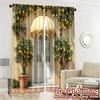 Modern Flat Printing Curtains Without Rod Lemonarchway Drapes Semi Versatile All Suitable Light Filtering Set Of 2 Made Polyester