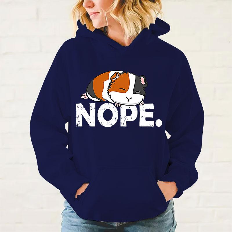 Funny Guinea Pig Nope Print Hoodie Fashion Women Men Casual Tops Pullover Hoodies Harajuku Sweatshirt