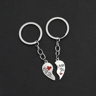 2 zestawy naszyjników dla siostry w kształcie serca, wytrzymały, ze stali nierdzewnej, uroczy brelok na prezent
