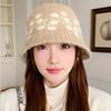 Sweet Floral Knitted Bucket Hat Retro Warm Fisherman Hat Jacquard Woolen Hat  Autumn and Winter