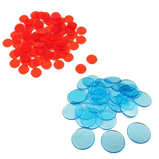 100Pcs 19mm Bingo Chips Transparent Color Counting Math Game Counters Markers
