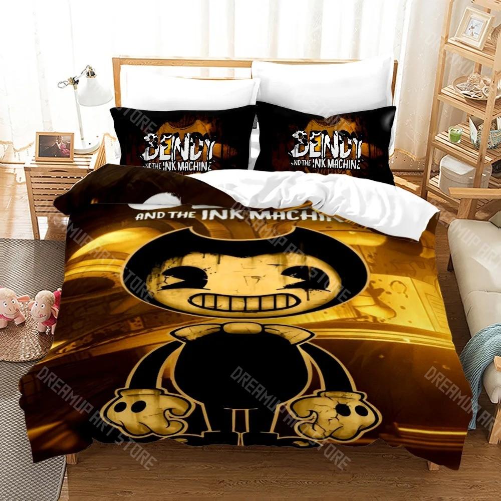 3D Print Anime BENDY Ink Machine Bedding Set Single Twin Full Queen King Size Kawaii Bed Set Adult Kid Bedroom Duvet cover Sets