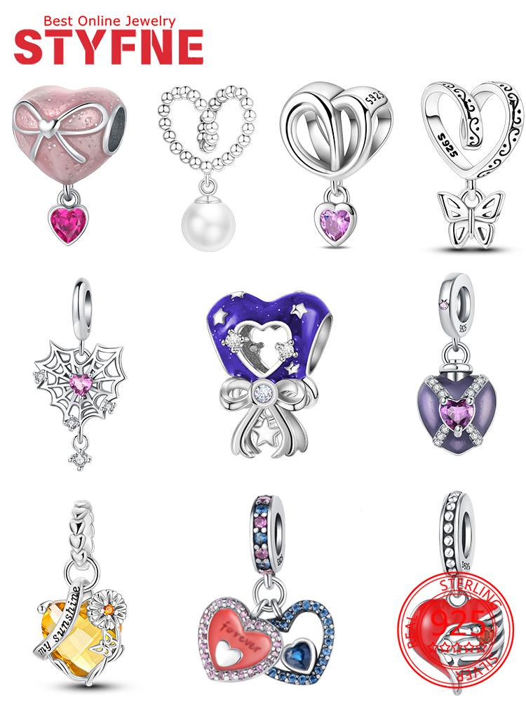 Forever Love Heart Pendant Beads Fit Original Charms Copper Bracelets Beads For Women Diy Jewelry Making Gift