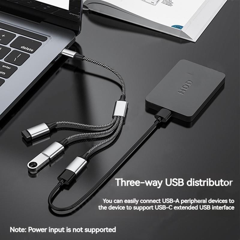 USB Type C HUB Extensions 4 Ports USB Cable Splitter OTG High Speed Transfer Adapter Portable Converter For PC Computer Laptops