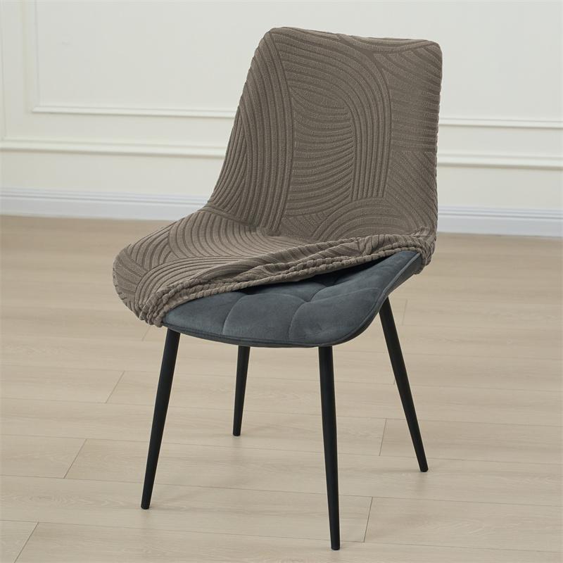 1/4pcs Solid Color Chair Covers Jacquard Curved Dining Chair Slipcovers Home Elastic Chair Seat Protector for Wedding Banquet