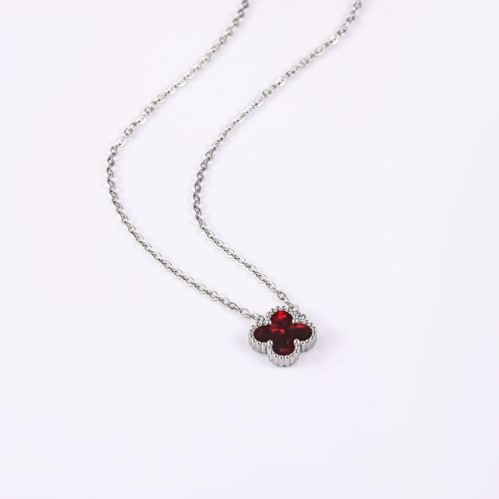 Non-fading High-quality Jewelry Double-sided Four-leaf Clover Necklace Women's Live Broadcast Hot-selling Titanium Steel Collarbone Chain