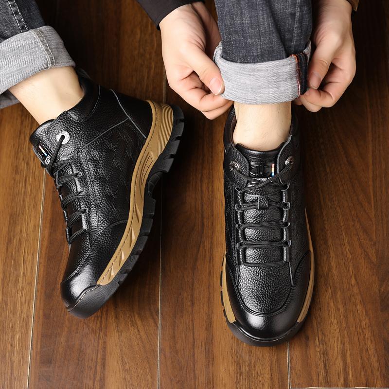 Quality Rubber Anti Slip Wear-resistant Sole Outdoor Casual Shoes Brand Mens Versatile Leather Shoes Fashion Hiking Sports Shoes