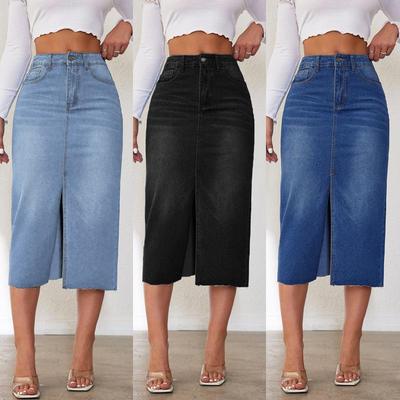 Gonna Lunga di Jeans Retro Americana Spaccata per Donna (Collezione 2025)