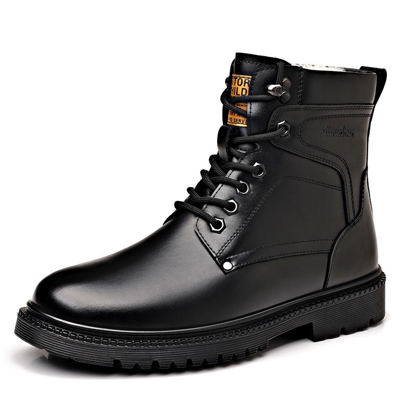Men's Plus Size Wool-Lined Winter Martin Boots - Non-Slip and Warm.