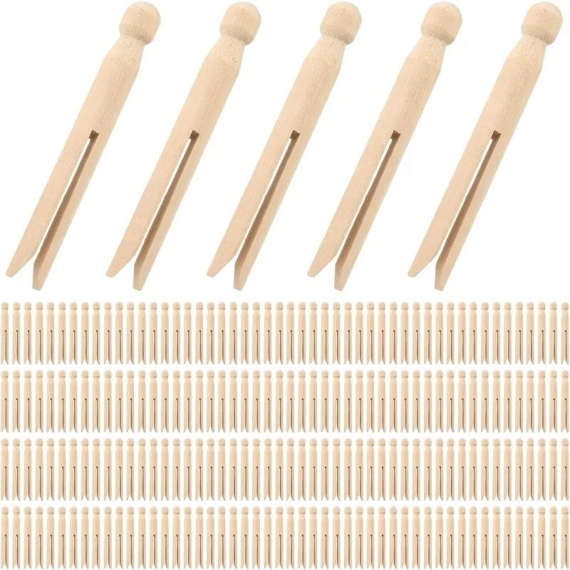 10PCS Round Wooden Clothespins Dolly Clothes Pegs Old Fashioned Wood Clothes Pin for Craft Laundry Peg Outdoor Clothesline