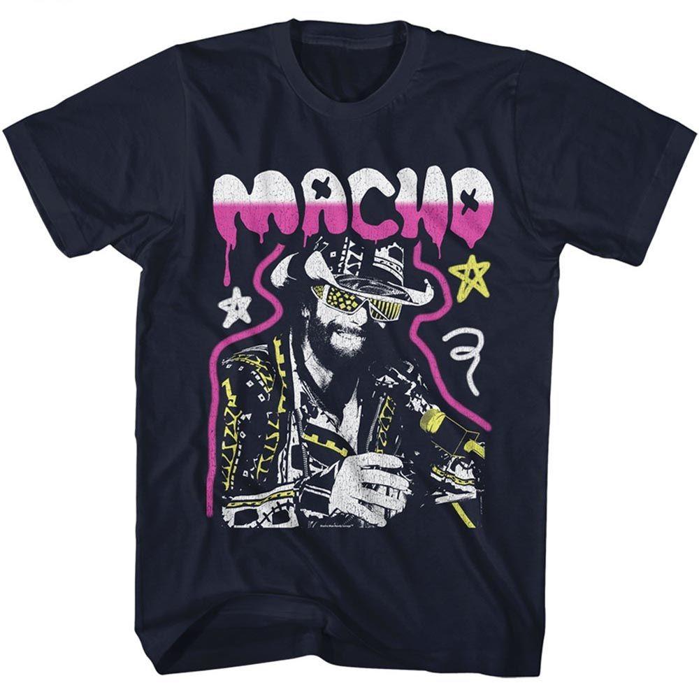 Macho Man Macho Man Граффити Потертая Темно-синяя Футболка для рестлинга Унисекс S