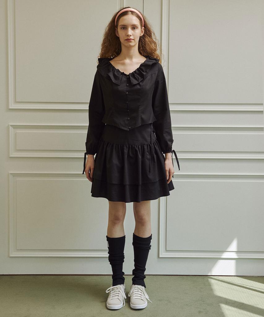 Delaidy Droplet Ruffle Skirt (Black)