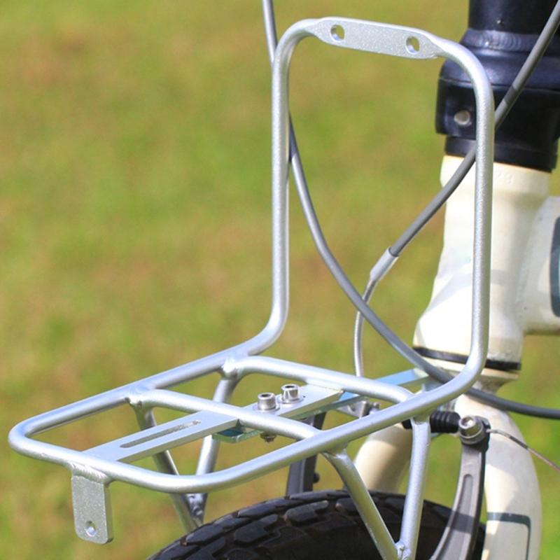 Folding Bike Front Rack Aluminum Alloy Front Bicycle Pannier Rack Light Weight Luggage Carriers for Commuting and Travel