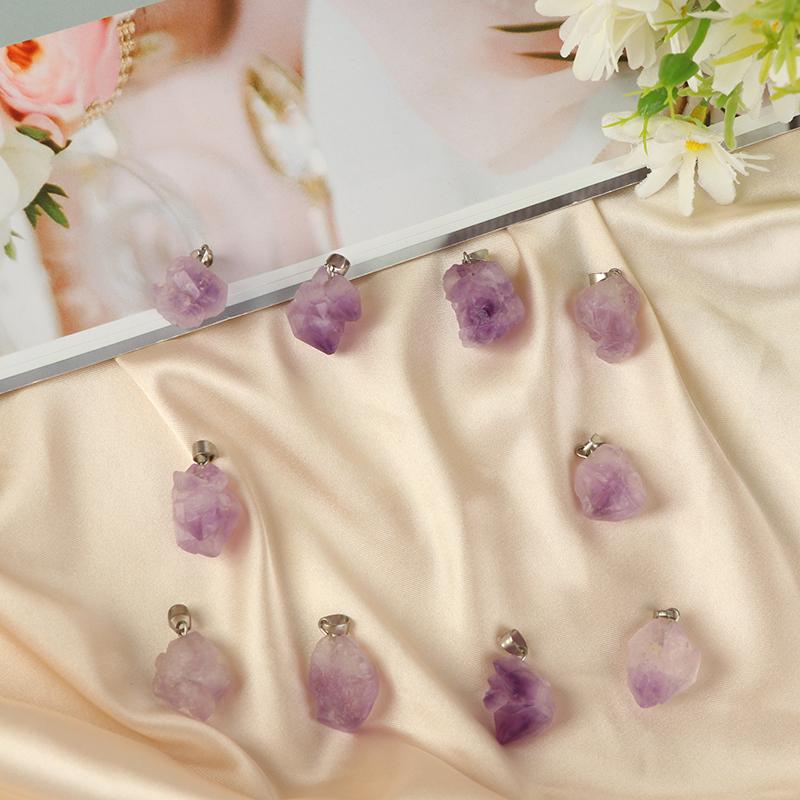 Naturlig Uruguay Ametist Råsten Hänge Energiläkande Ädelstenshänge Halsband Chakra Halo Ametist Smycken Hängen