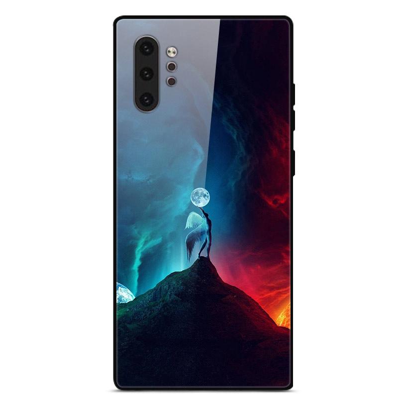 Phone Case For Samsung Galaxy Note 10 Plus Coque Tempered Glass Hard Back Cover For Samsung Note 10 Case Note10+ Funda Bumper