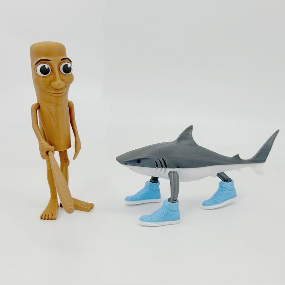 Shark Figurine Tungtungsahur Figure Desktop Decoration Articulated Tralalero Tralala Figure Ornament Funny Doll 3D Printed Toy