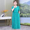 Plus Size Floral Cotton-Silk Dress for Women - Summer Fashion, Elegant Long Swing Dress