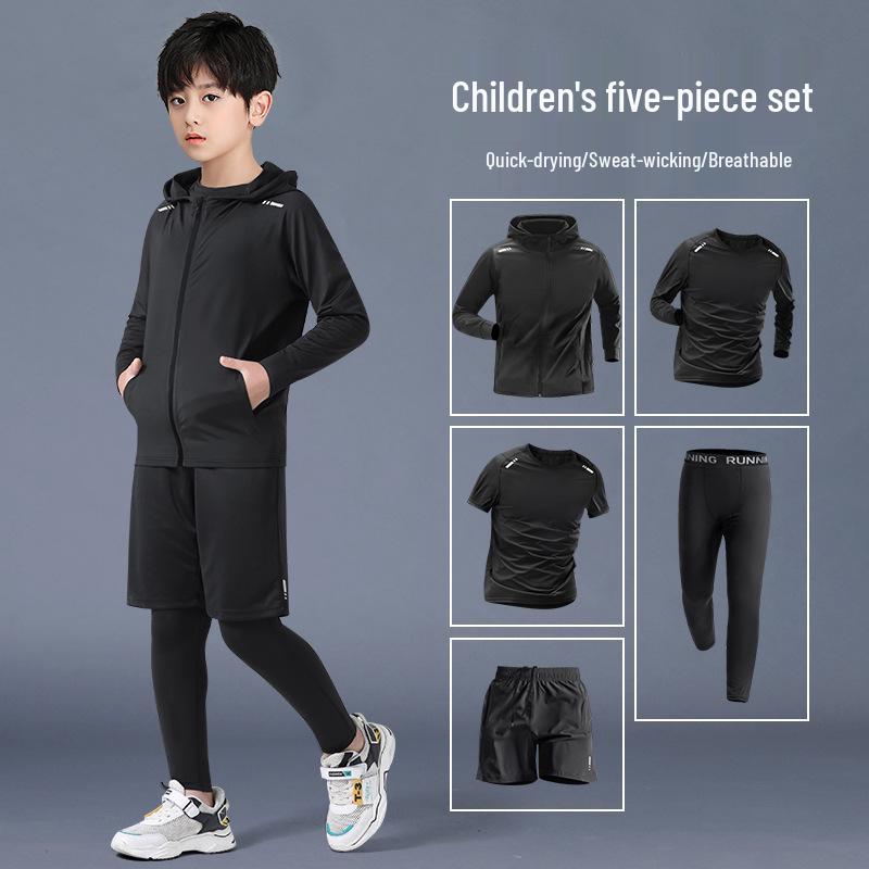 Autumn Quick-Drying Sports Suit: Boys' Basketball & Football Training Outfit with Tight-Fitting Winter Fitness Clothes for Teens
