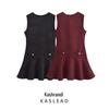 2024 Winter Women's European & American Style Elegant Textured Sleeveless Round Neck Dress