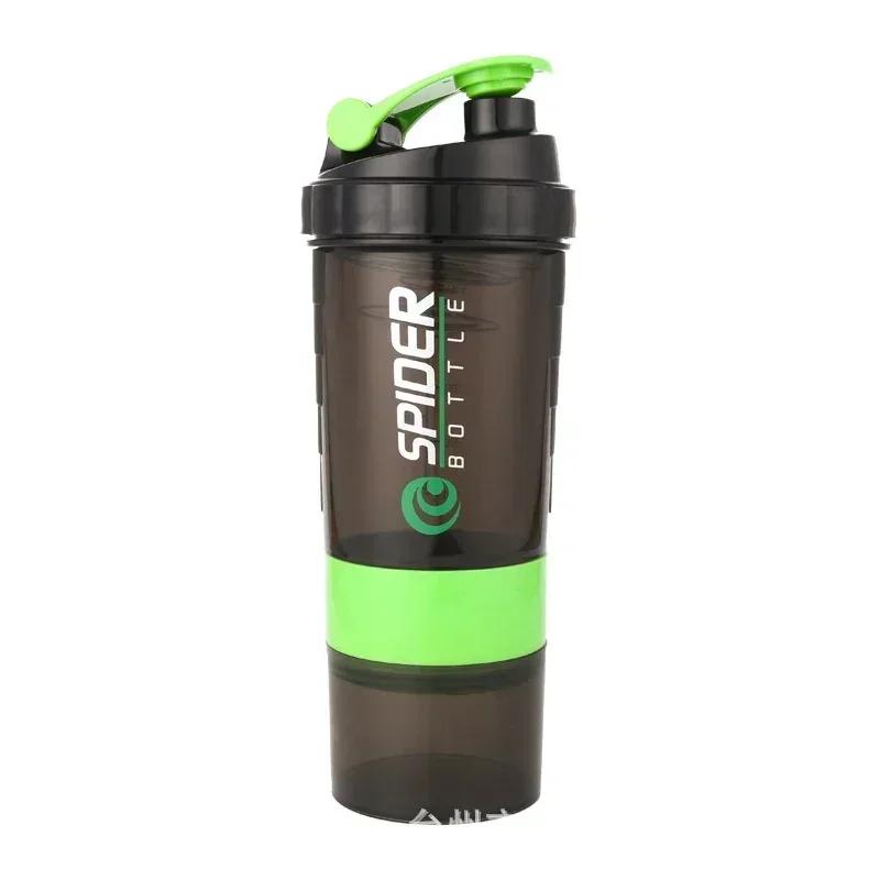 3-lagige Shaker-Flasche, Protein-Mix-Shake-Becher, Sport-Fitness-Wasserbecher, 550 ml, skalierte Plastikwasserflaschen mit Medikamentenbox