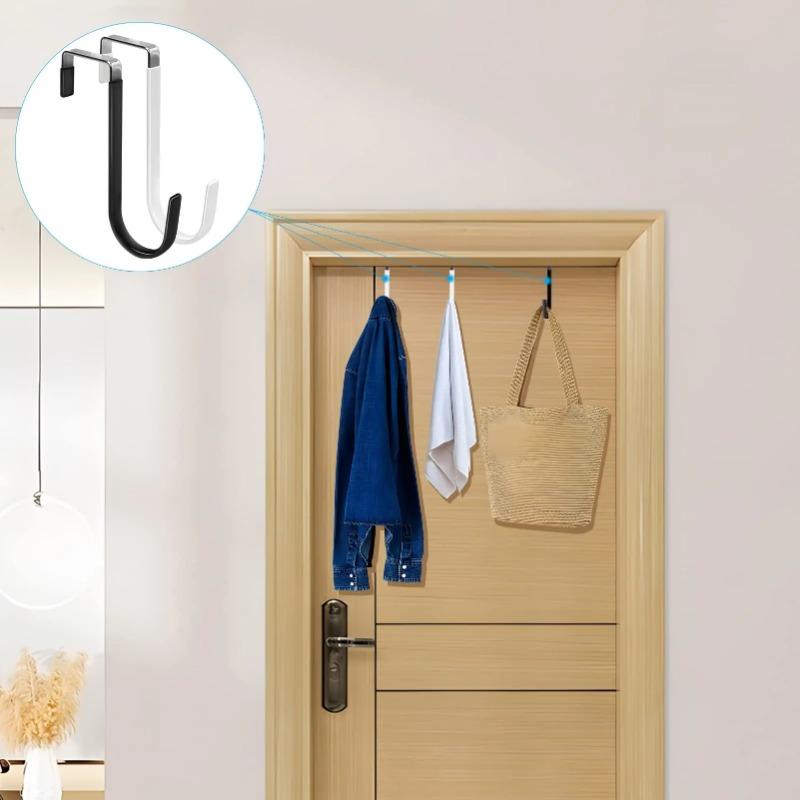 Door Hook with Rubber No Need for Drilling Cabinet, Wardrobe Door Rear Anti Slip Hook Over The Door Organizers