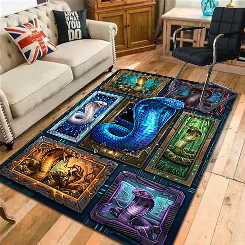 Snake Artworks Pattern Rug Floor Mat for Living Room or Bedroom Soft and Comfortable Carpet a Gift for Birthday and Holiday.