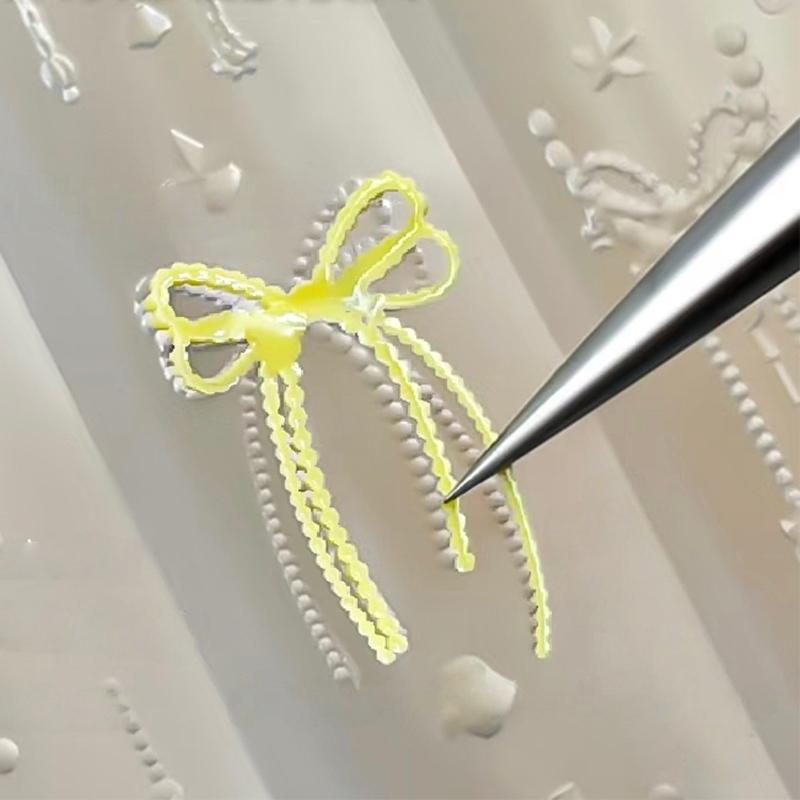 Bowknot Bead Chain Ribbon 3D Acrylic Mold Nail Art Decorations Diy Design Silicone Nail Art Mold Template For Nail Charms