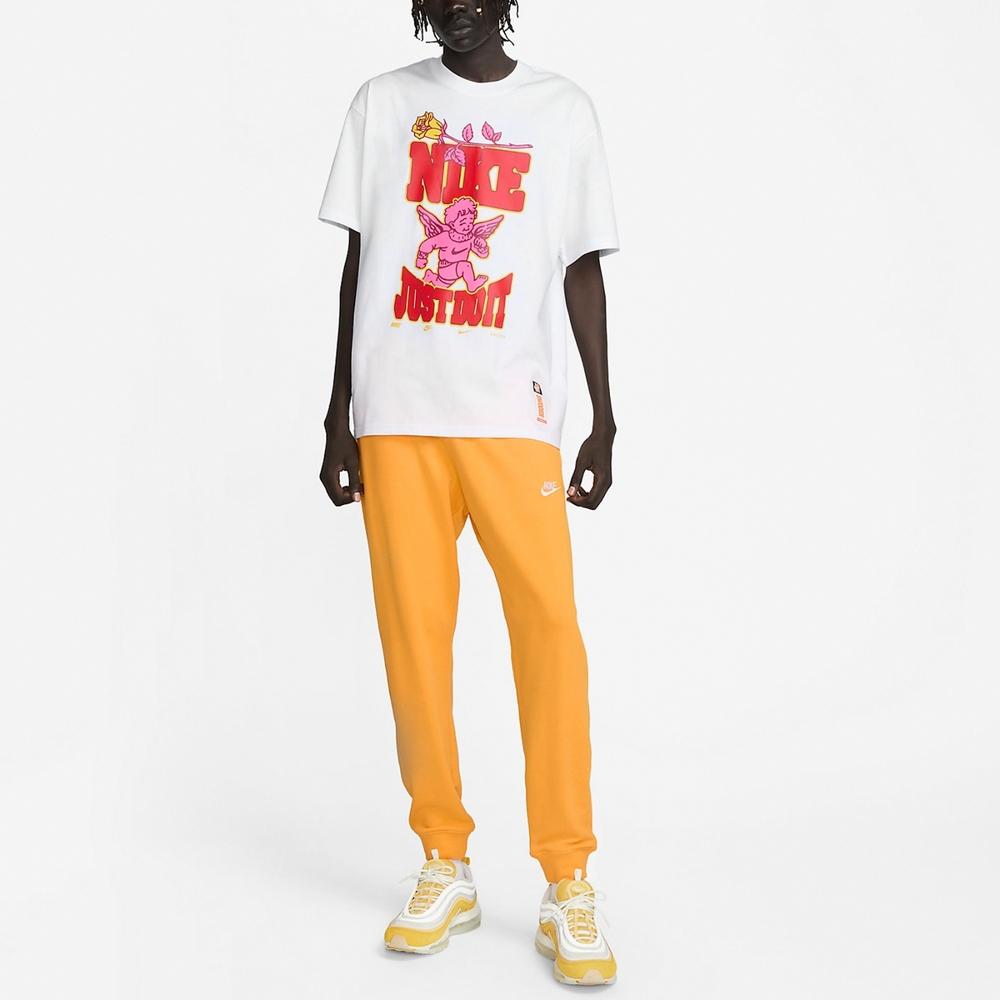 Nike Logo Print Round Neck Vintage Short Sleeve T-Shirt With Dropped Shoulders Men Tops White FD1323-100