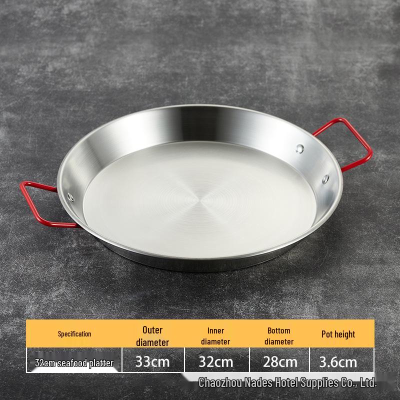 Gold Thickened Stainless Steel Seafood Plate with Handles - Korean Style for Crawfish, Fries, Fried Chicken, and Rice.