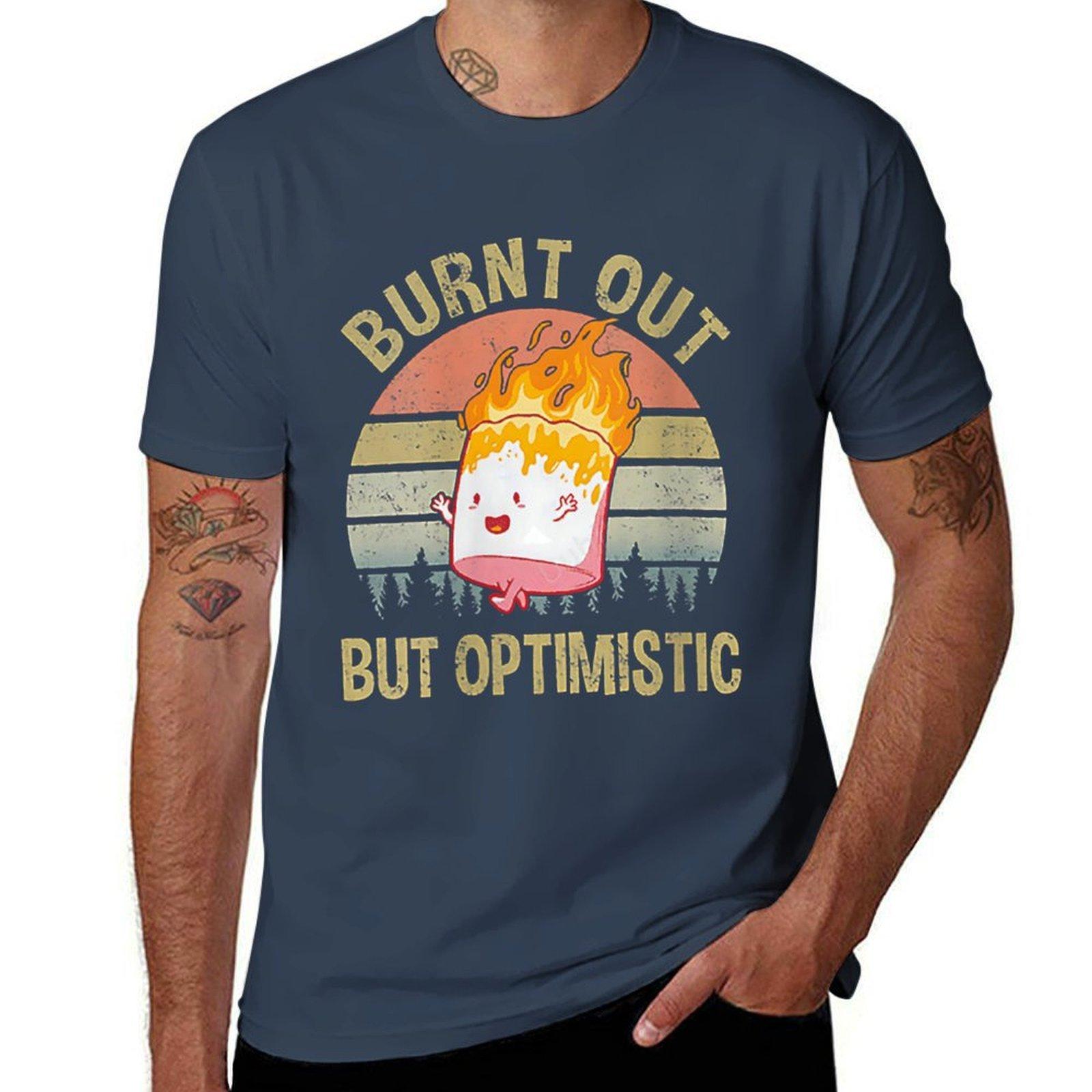Unisexs Burnt Out But Optimistic Retro Vintage Sunset TShirt Plus Size Short Sleeve TShirt S