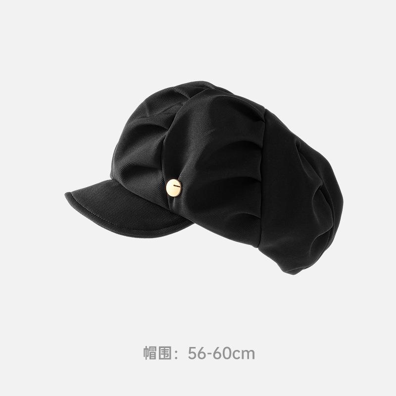Autumn and winter new metal standard beret children big head circumference show face small reverse wear woolen forward hat painter hat