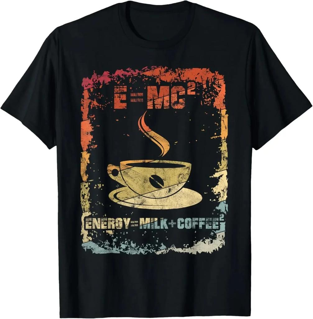 EMC2 Funny Science Coffee Energy Milk Coffee Gift TShirt Printed Graphic T Shirts Graphic T Shirts Camisas Streetwear