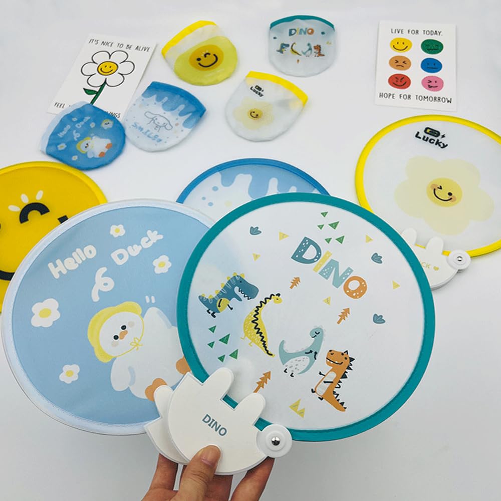 VIVIZHWH Folding Cute Folding Summer Cute Round Easy To Perfect for Fireworks and Pack of 3 Fans, Designs, Ultra-Lightweight, Handle, Mini, Fan,