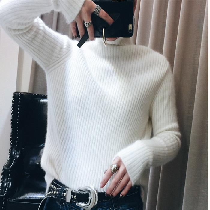 Turtleneck Sweater Women's Thickened Bottoming Sweater Autumn and Winter New Women's Long-sleeved Knitted Sweater Slim-fitting Foreign-style Bottoming