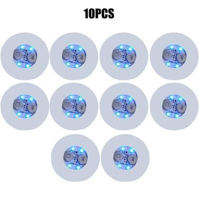 Luminous Coaster - 10pcs - Main Color: Blue - 4 LEDs - 3 Lighting Modes