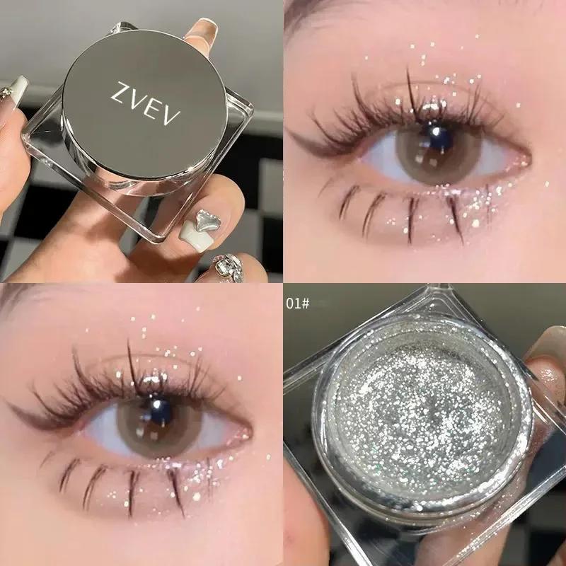 Glitter Punk Smoky Black Gelová paletka na oční stíny Metalická Tmavě stříbrná Mokré oči Zvýrazňovač stínů Pearl Pigments Kosmetika